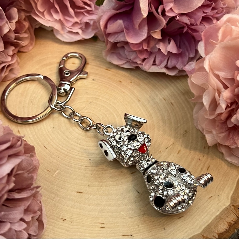 Cute Crystal Dalmatian Puppy Dog Keychain Charm - Picture 10 of 14